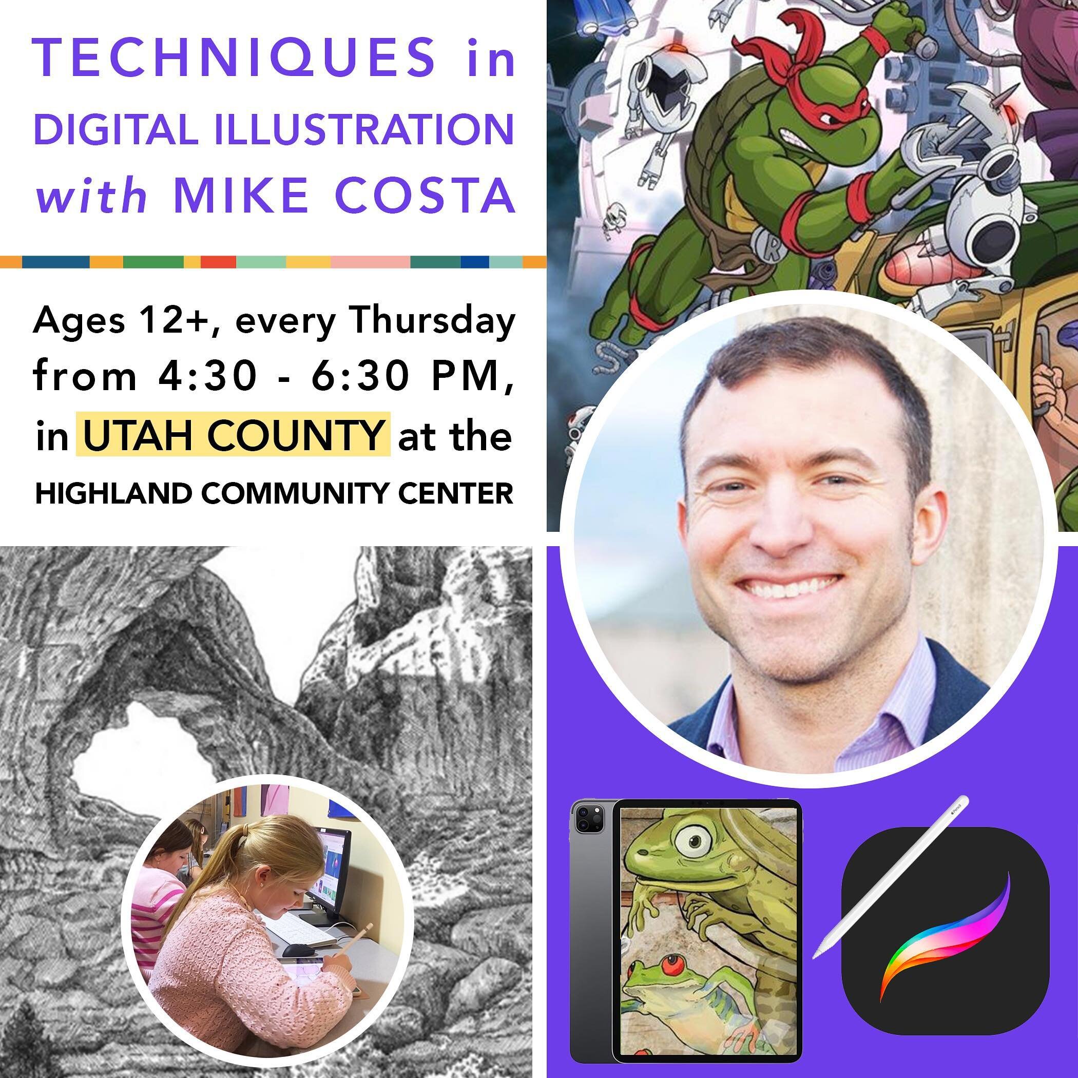 Join us on Thursday afternoons at the Highland Community Center for &ldquo;Techniques in Digital Illustration&rdquo; with @mikecosta ! 🤩👏 

In this class, students will explore concepts and practices of digital art production using Procreate on the