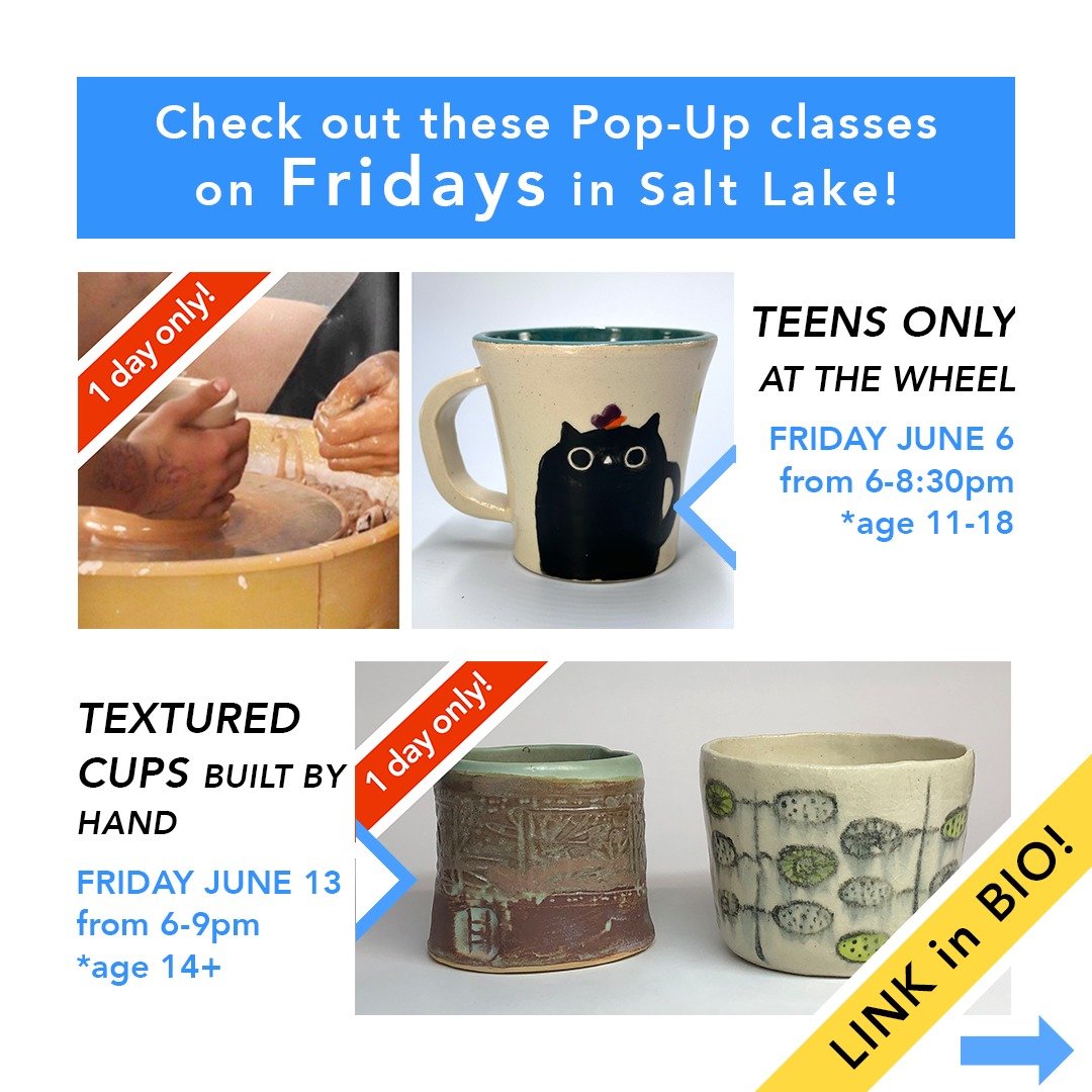 Check out our upcoming Friday Night Pop-Ups! 😎🔥
*Happening at our South Salt Lake location (2900 S 300 W).

These drop-in classes are one night only, and make for an excellent evening out with friends, date with your partner, or gift for a loved on