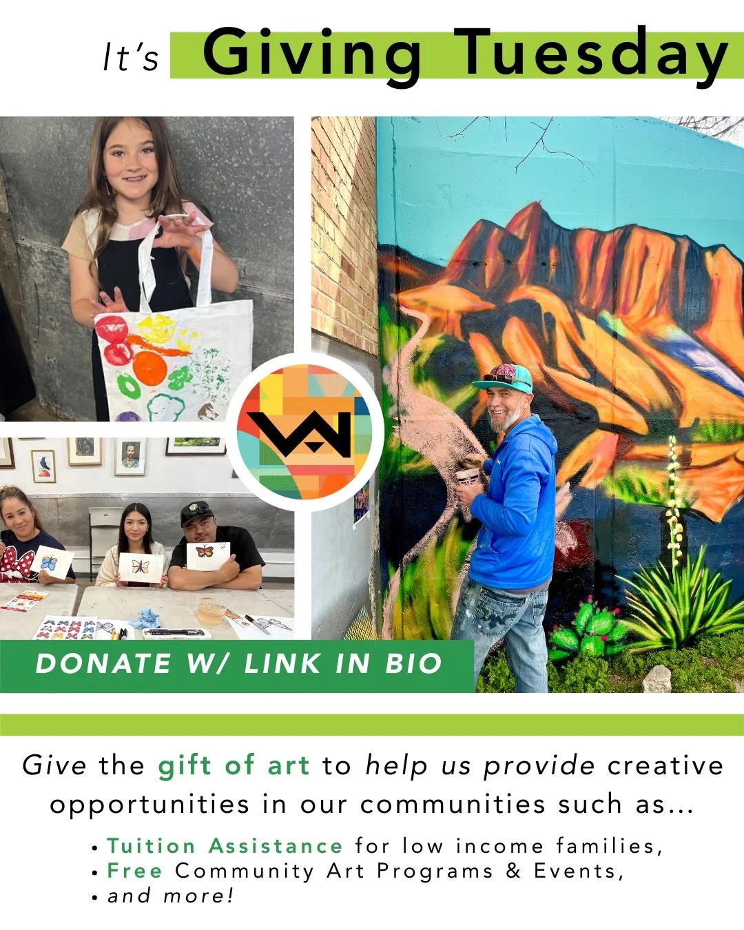It&rsquo;s #GivingTuesday ! Help us continue providing creative opportunities in our communities.

If you&rsquo;re interested in taking any art classes, visit the link in our bio to learn more and register today! 

If you have any questions at all ab