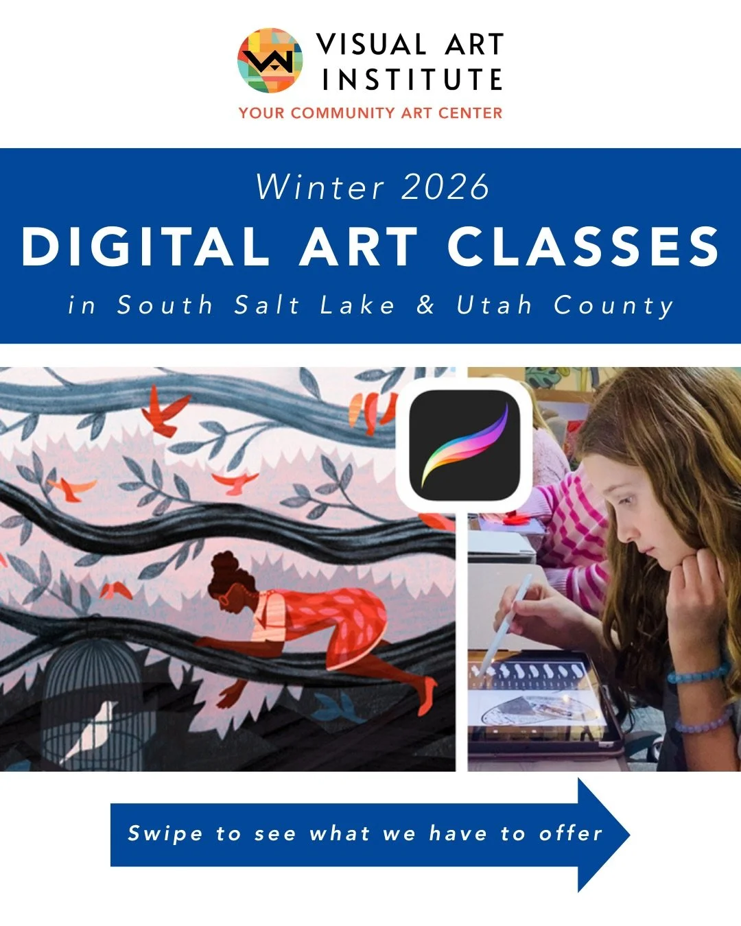 Upcoming Digital Art Classes you can sign up for NOW at our South Salt Lake &amp; Utah County locations!

If you&rsquo;re interested in taking any art classes, visit the link in our bio to learn more and register today! 

If you have any questions at