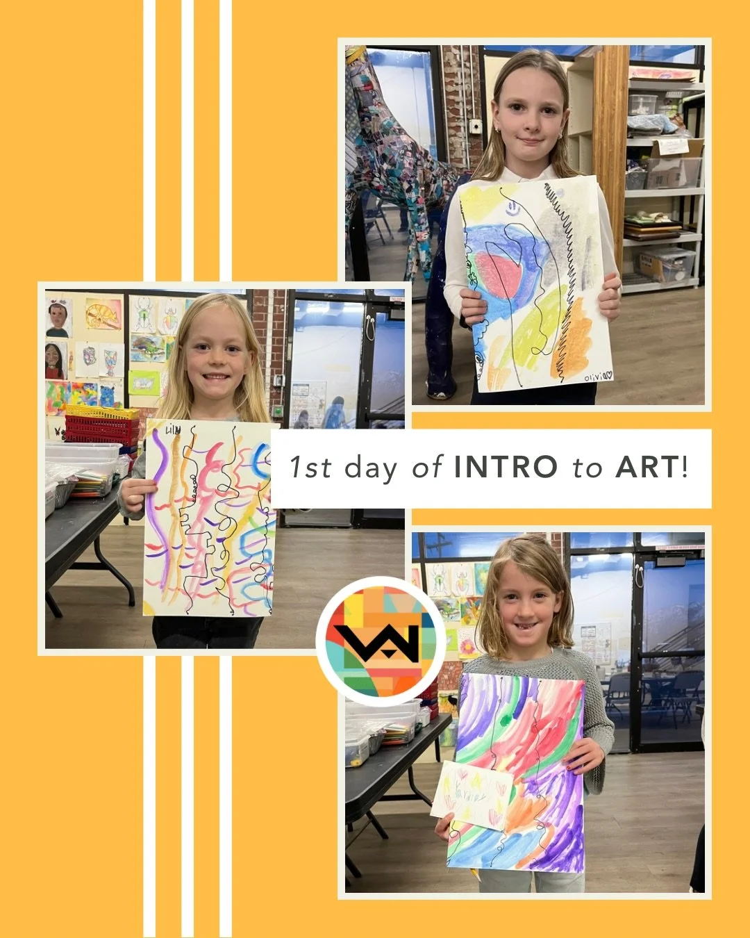Yesterday was an amazing first day. Here are some of our kiddos art folders made on their first day. Excited to see what more they will create 😋

If you&rsquo;re interested in taking any art classes, visit the link in our bio to learn more and regis