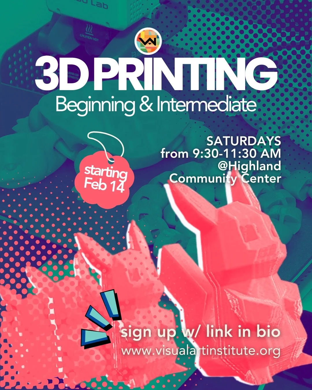 We have a new 3D printing class for beginners and people with some experience at our Highland Community Center location! 

In this 12-week course for teens and adults, students will gain hands-on experience with a range of modern fabrication tools an