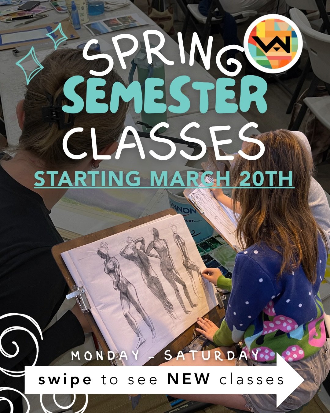 Here are some new additions to our spring semester classes, unique from winter semester. Classes starts March 20th, so sign up before spots fills up.

If you&rsquo;re interested in taking any art classes, visit the link in our bio to learn more and r