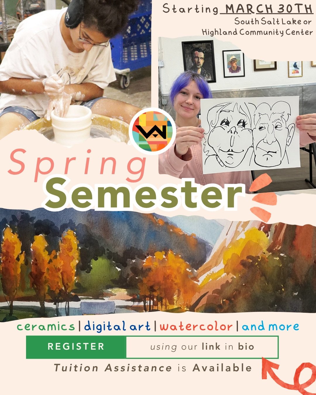 Spring semester starts in LESS THAN A WEEK 🎨

Classes kick off March 30th. Don&rsquo;t wait until the last minute to sign up 👀 spots fill fast!

Whether you&rsquo;re just starting out or leveling up your skills, we&rsquo;ve got something for everyo