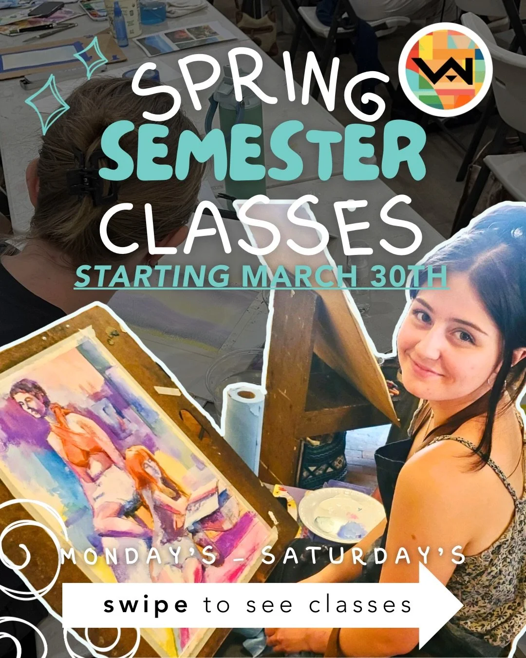 Spring semester starts in LESS THAN A WEEK 🎨

Classes kick off March 30th. Don&rsquo;t wait until the last minute to sign up 👀 spots fill fast!

Whether you&rsquo;re just starting out or leveling up your skills, we&rsquo;ve got something for everyo