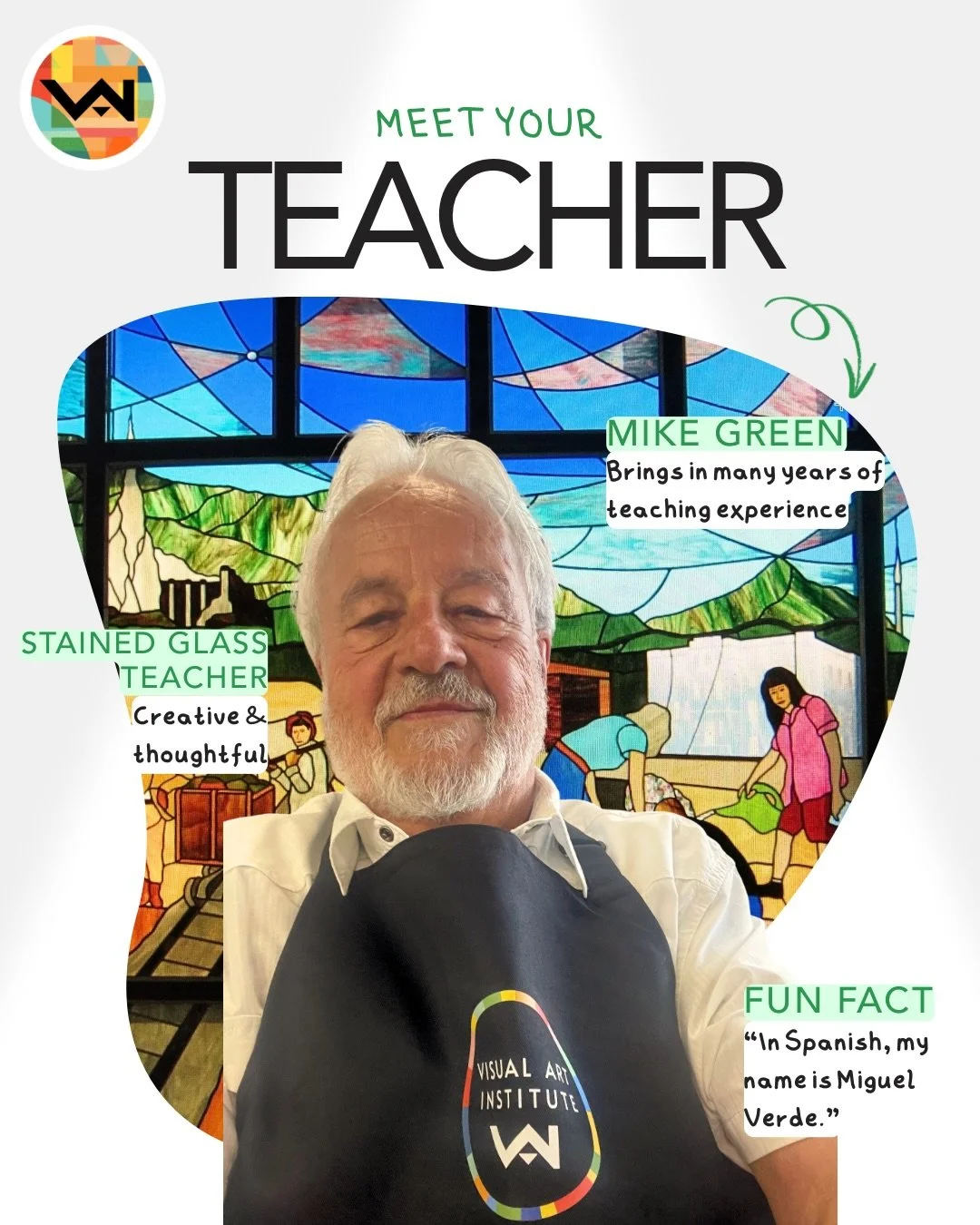 Meet Mike, our stained glass teacher under our specialty classes.

If you&rsquo;re interested in taking any art classes, visit the link in our bio to learn more and register today! 

If you have any questions at all about our flex pass or classes, pl