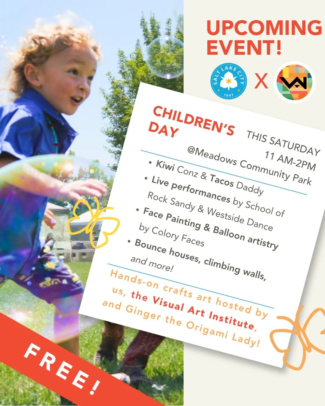 Children&rsquo;s Day is taking place this Saturday from 11am-2pm at Meadows Community Park (1938 W 400 N)! 
We will be hosting the hands-on craft, along side with @origamilady 

We&rsquo;re excited to share a vibrant lineup of activities and entertai