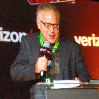 Clark Collis introducing the stars Credit: Alex Aronowicz