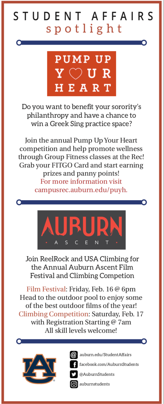 Plainsman Ad on behalf of the Campus Recreation and Wellness Center, February 2018