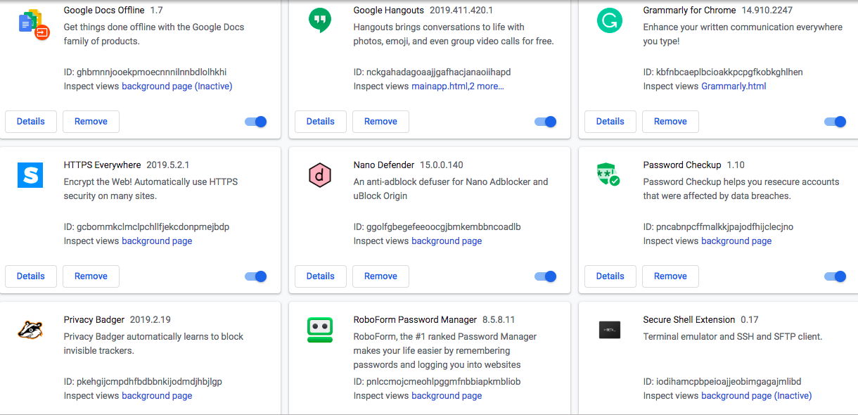 Just a sample of browser extensions on an average user’s machine