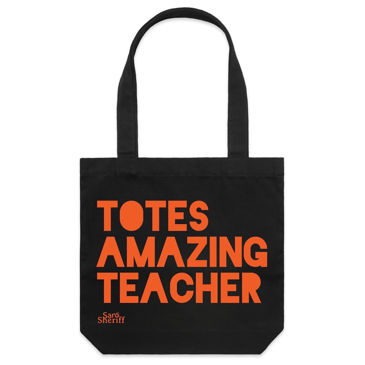 Teacher totes available now. Order quick for delivery before the end of term. An awesome end of year gift for a teacher. Either fill it with goodies as a class gift, or just give the bag from your kid. It&rsquo;s the gift teachers love to receive!