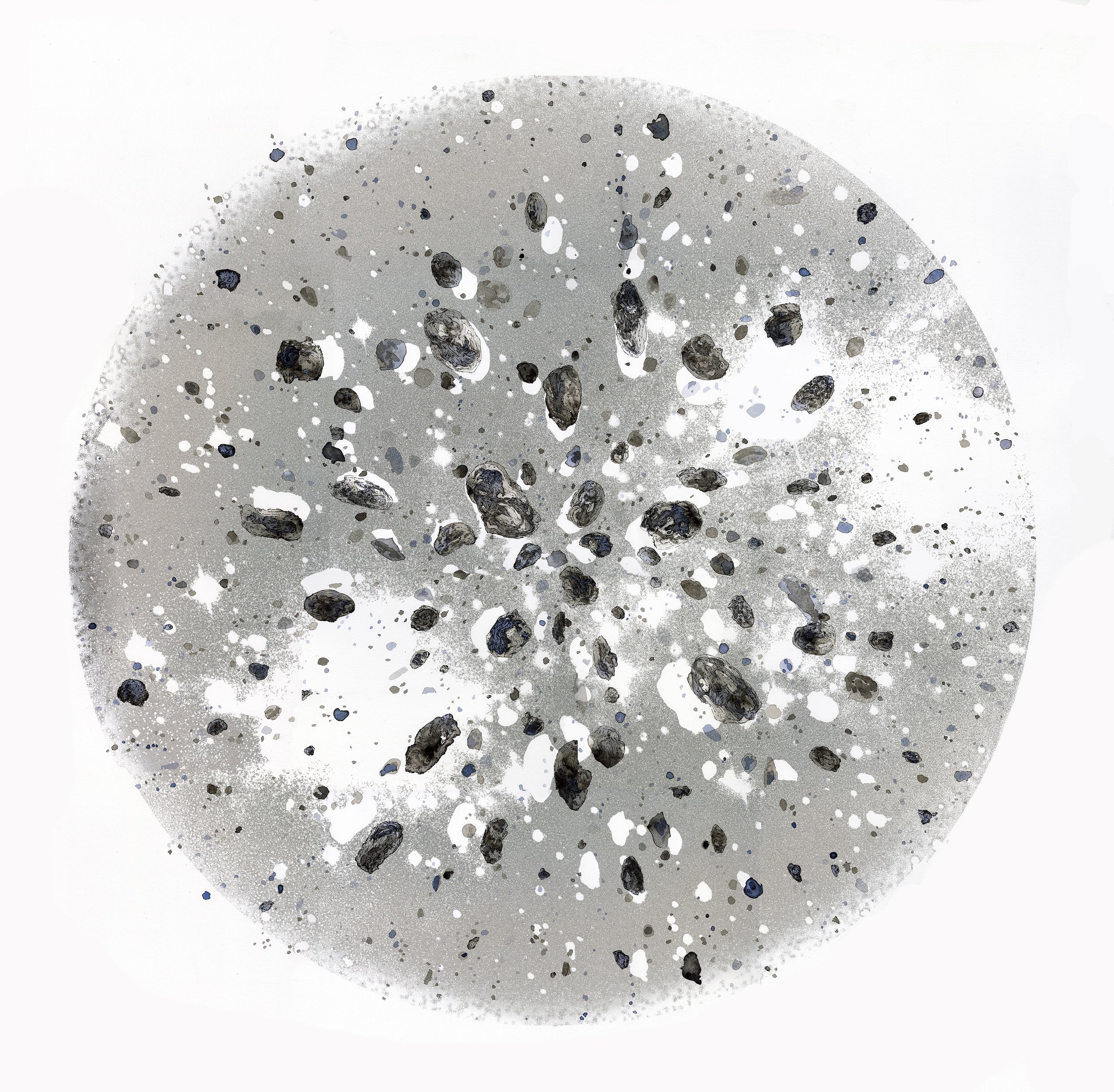 StarDisc NGC2264 (Cone Nebula) | Watercolor, ink and archival print on paper | 2024 | 44 x 44"
