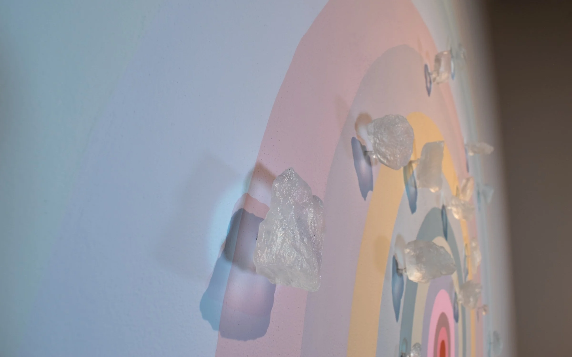 Does Not the Sun Shine for Us All? |
Kiln cast glass, latex paint and projected light | 2026 | 72 x 72 x 3 inches