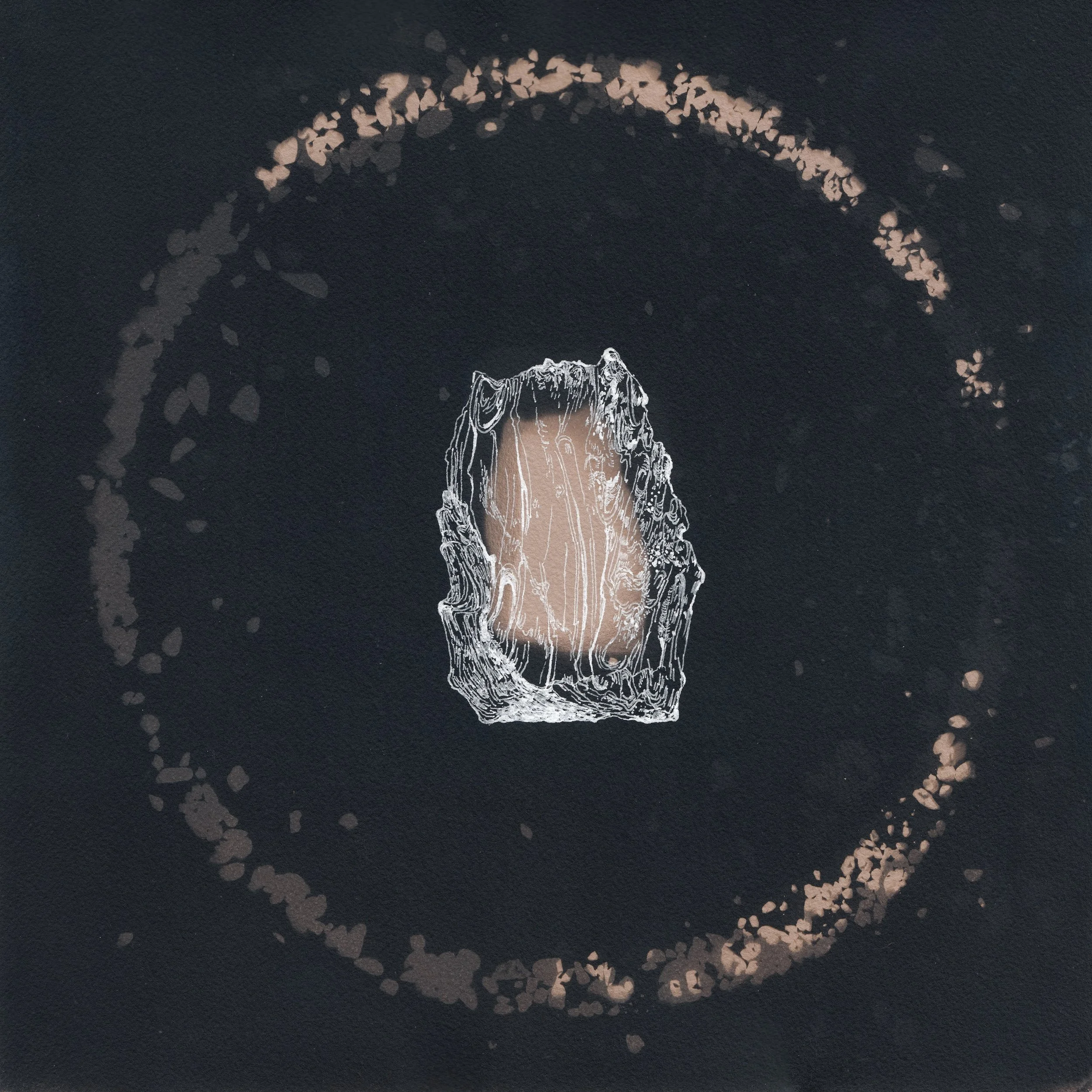 Orbital Bodies 12 | Toned cyanotype with ink on Arches | 2026 | 11.5 x 11.5"