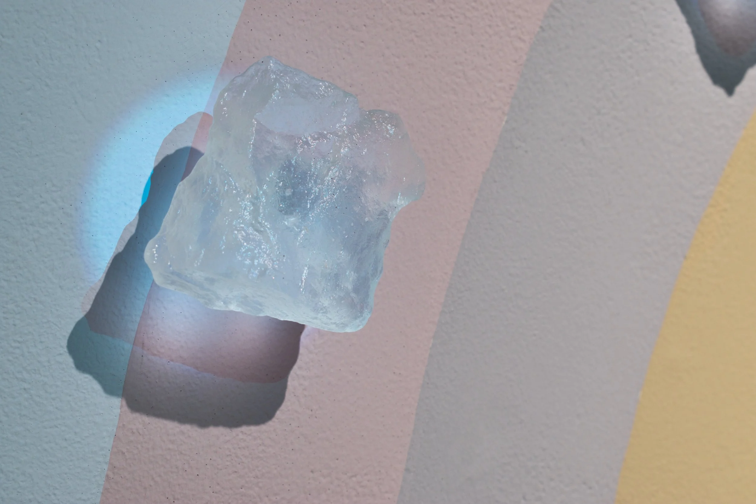 Does Not the Sun Shine for Us All? |
Kiln cast glass, latex paint and projected light | 2026 | 72 x 72 x 3 inches