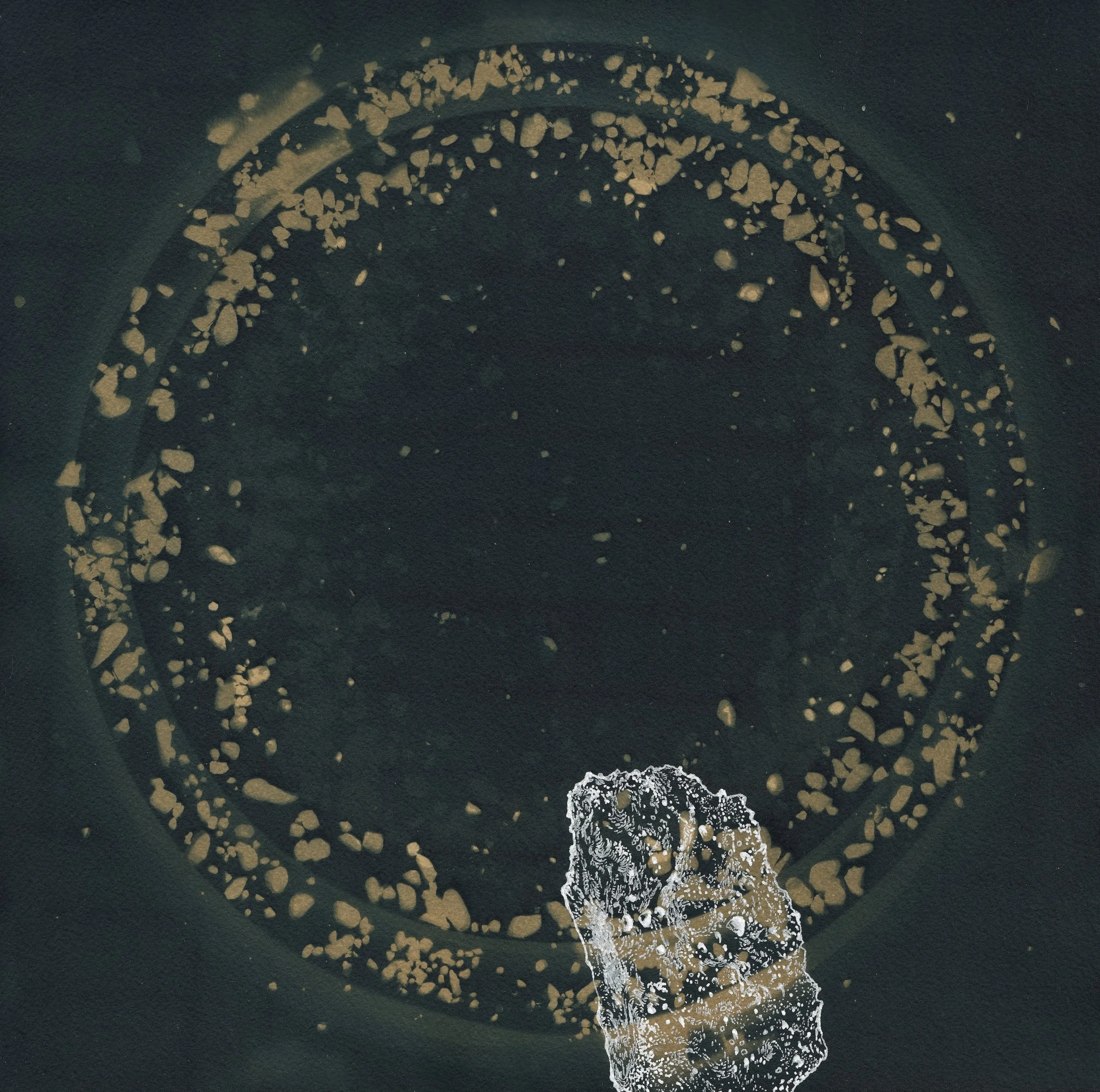 Orbital Bodies 9 | Toned cyanotype with ink on Arches | 2026 | 11.5 x 11.5"