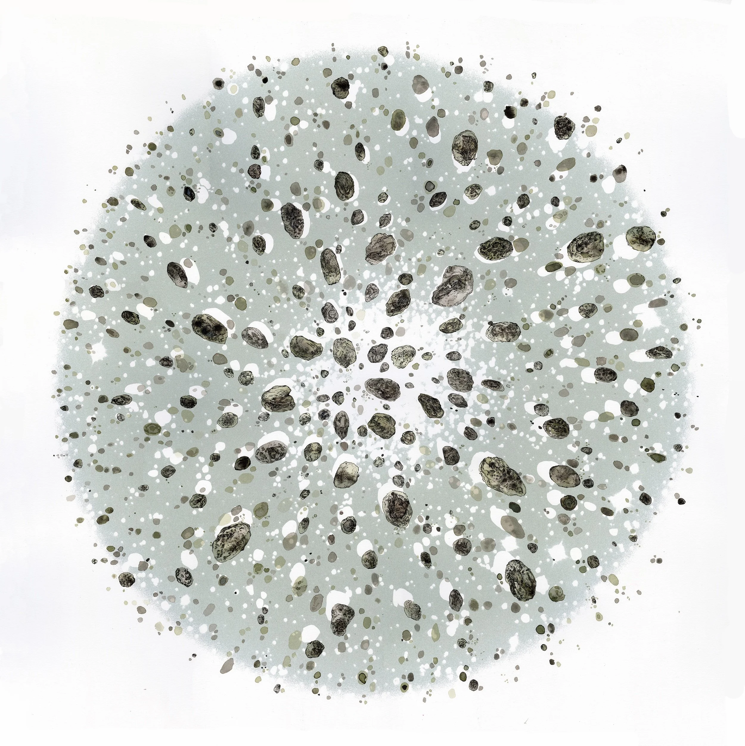 StarDisc NGC2158 | Watercolor, ink and archival print on paper | 2024 | 44 x 44"
