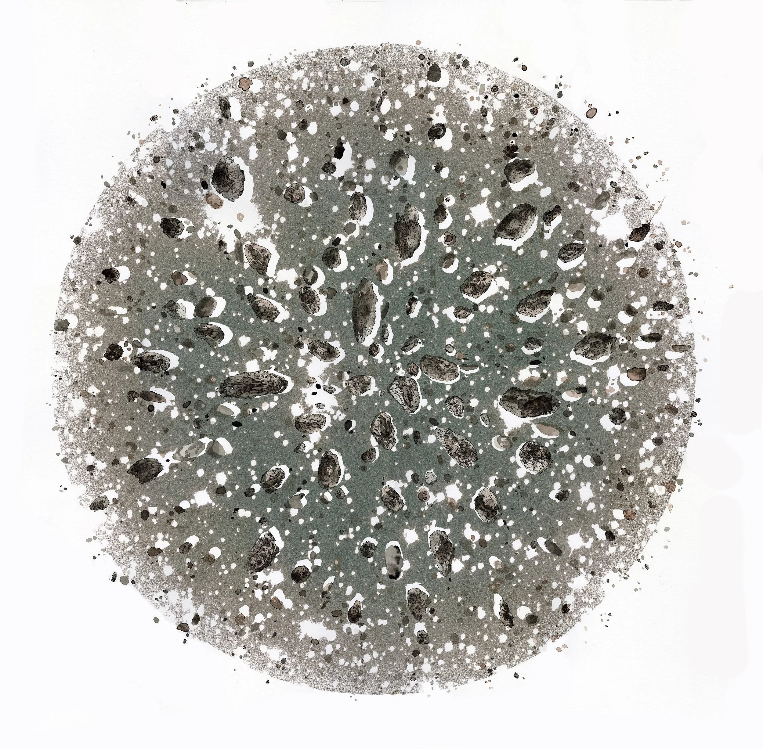 StarDisc NGC2168 | Watercolor, ink and archival print on paper | 2024 | 44 x 44"
