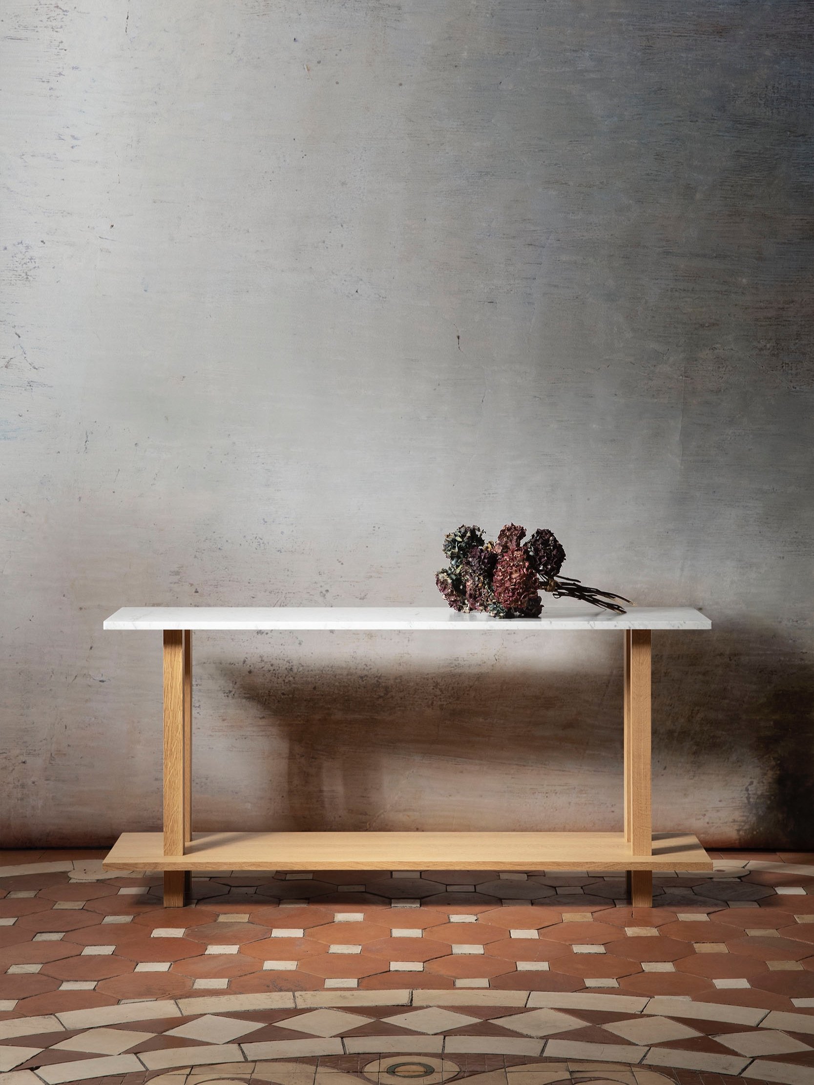 Carrara tall console table