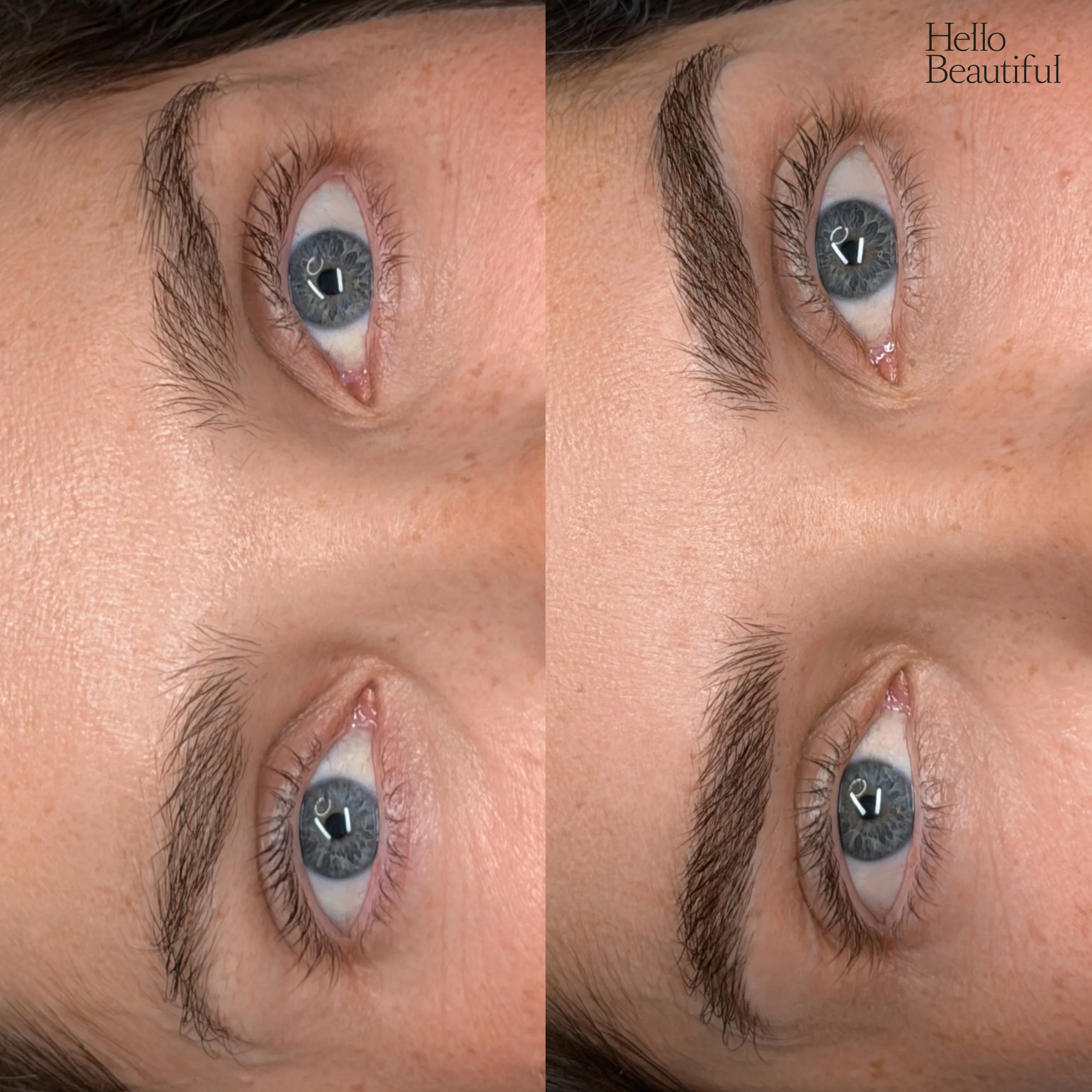 Frisches Microblading vorher/nacher