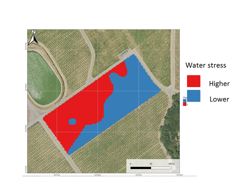Figure 4. Water stress clustering at the research site