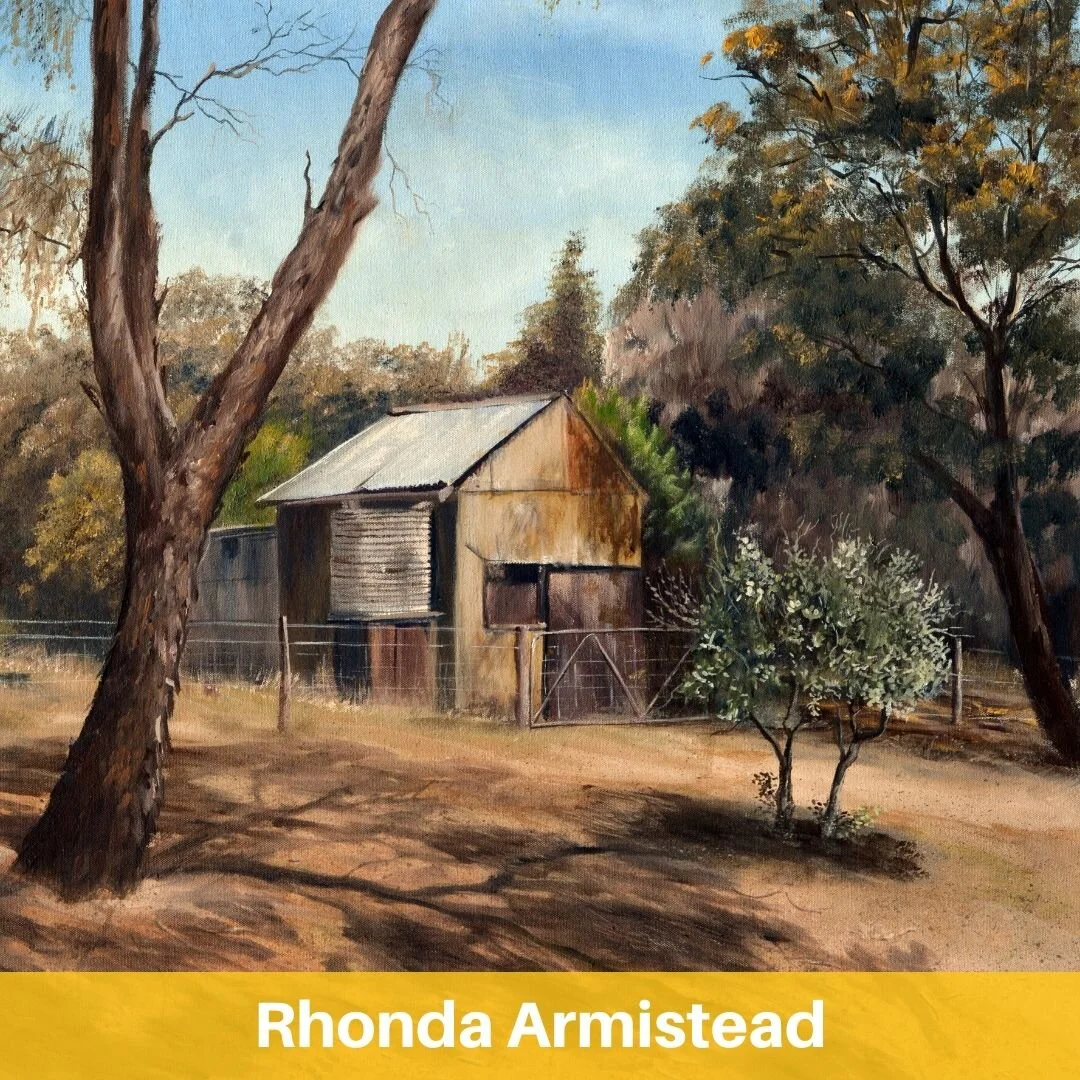 Rhonda Armistead: Standing Still   Come on a 2000km journey along the backroads and highways to discover the lost, abandoned and still standing old buildings and sheds in a series of paintings and drypoint engravings by Rhonda Armistead