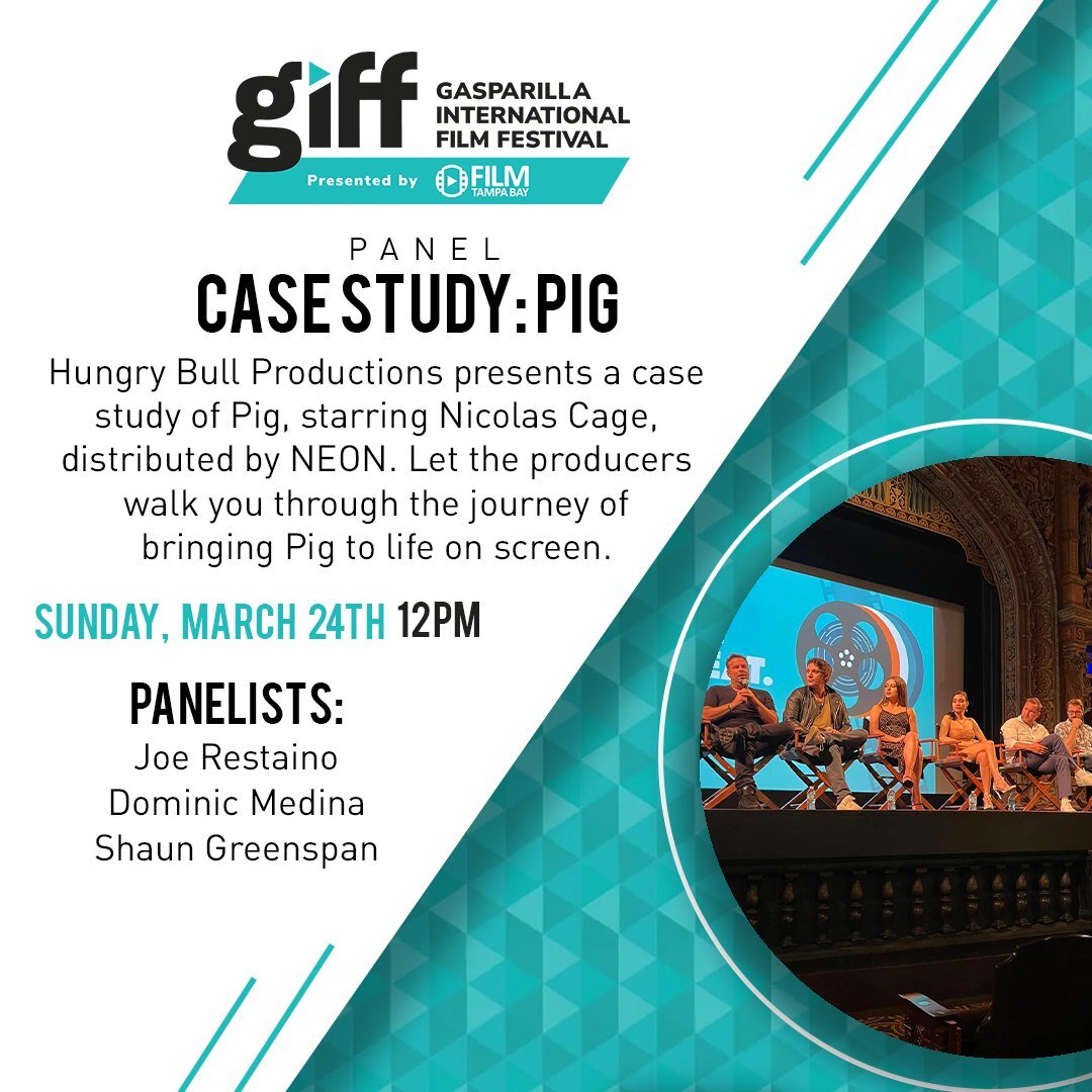 Learn from industry professionals at @gasparillafilm festival! This Sunday at AMC Westshore, catch three intriguing panels discussing documentary filmmaking, entertainment law, and a special Case Study on the successful Nicolas Cage film, Pig with th