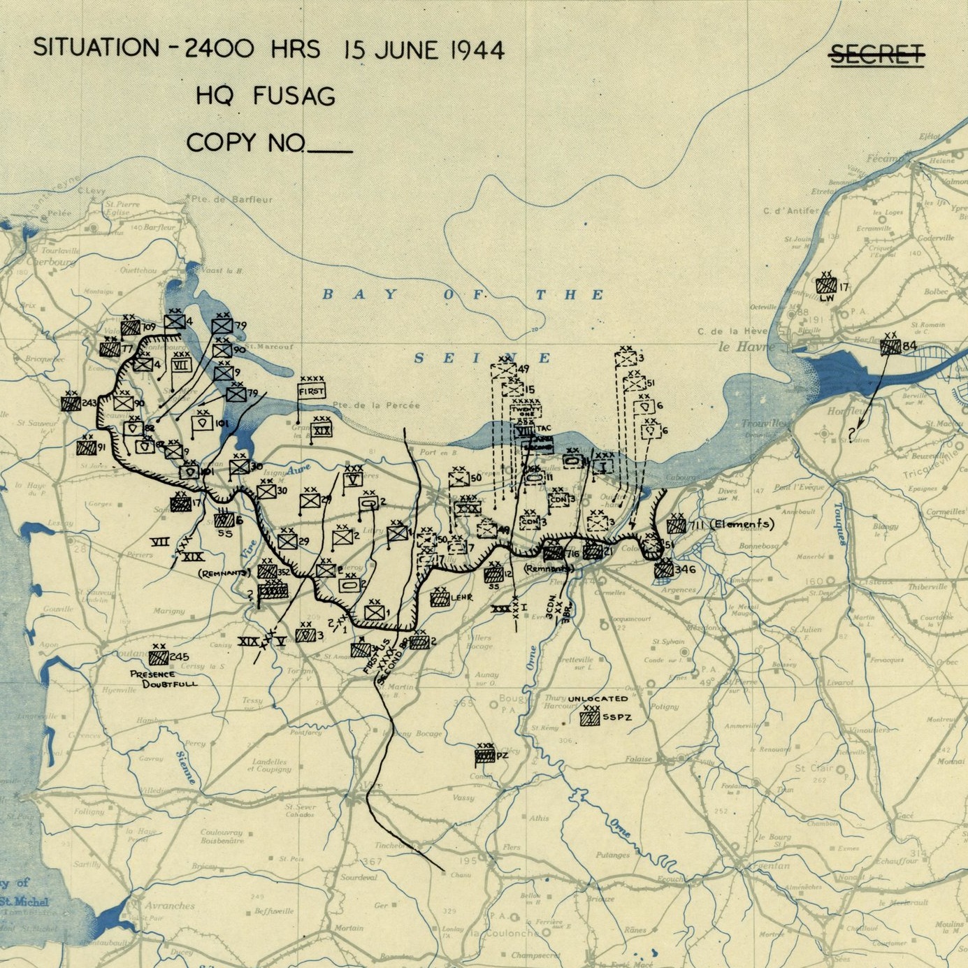 Carte de situation du groupe d'armées du XIIe 15 de juin 1944.