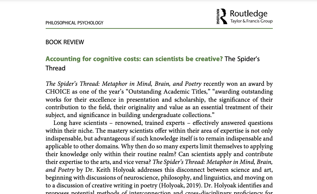 A review I wrote on scientific thinking and creativity is now out in Philosophical Psychology