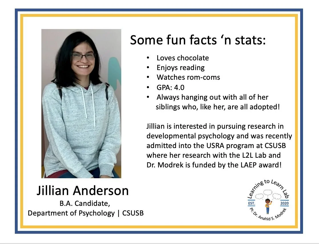 Meet the newest L2L Lab member, Ms. Jillian Anderson!