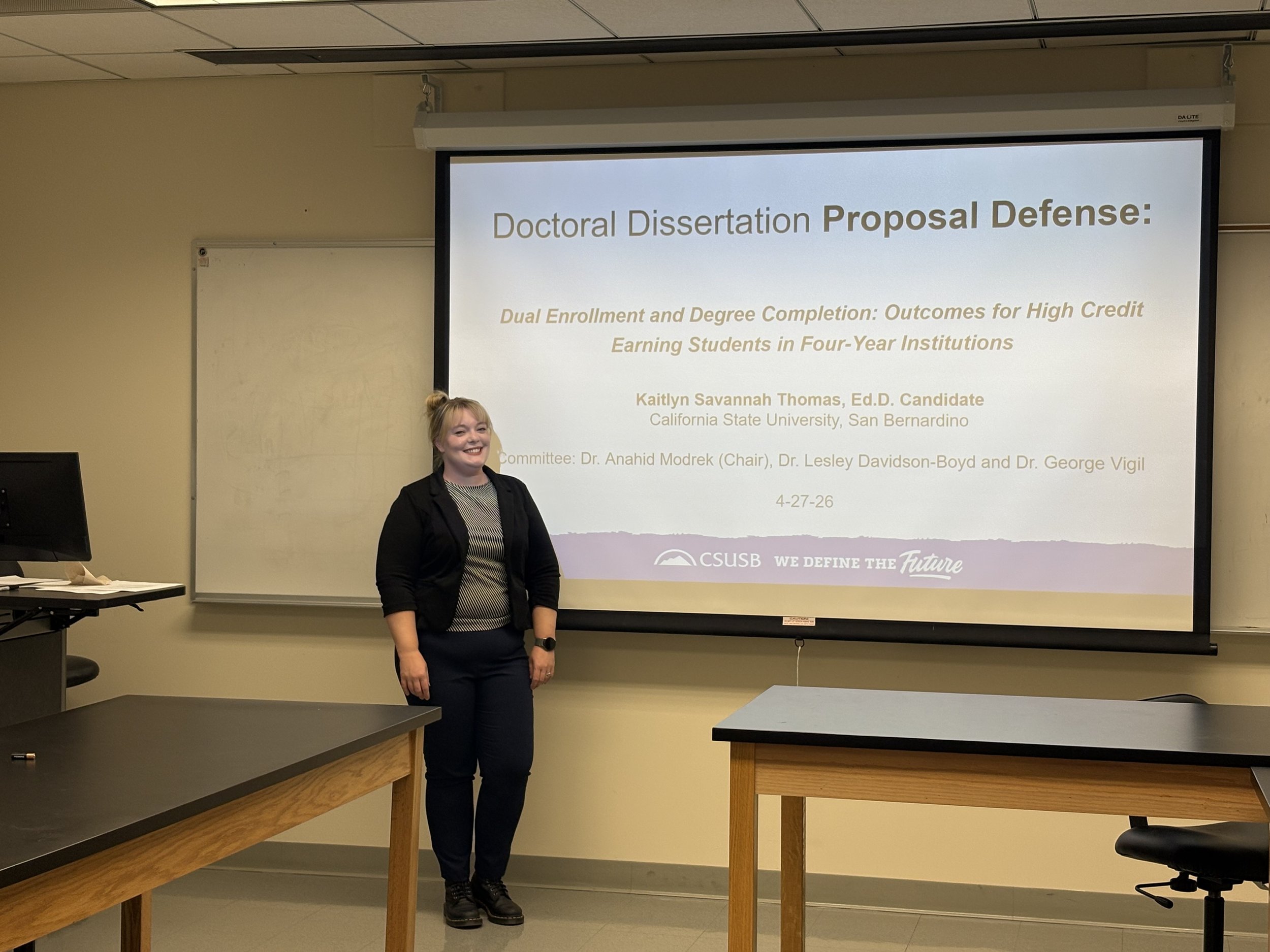 Congratulations to Dr. Modrek's doctoral advisee, Kaityln Thomas, on her successful proposal hearing!