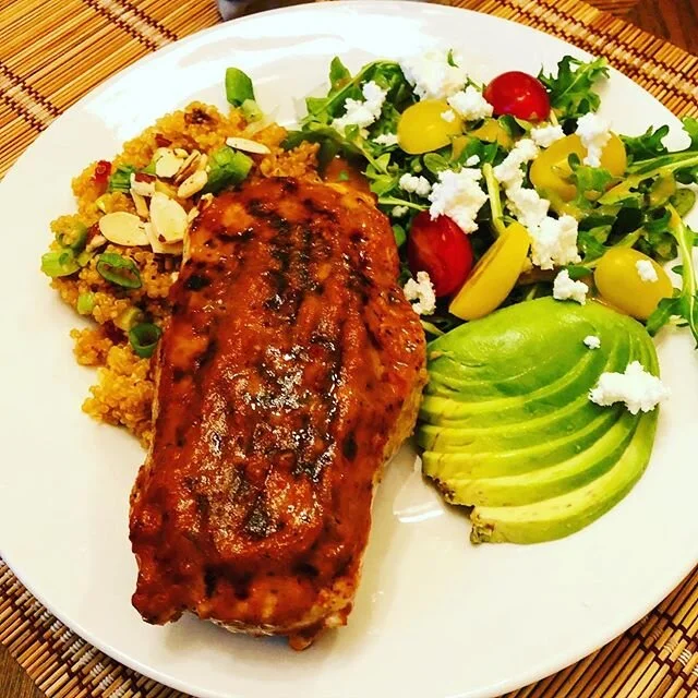 Chop Chop Chop!! Curried pork loin Chili sesame quinoa, with a little Asian inspired arugula salad!! Officially cleaned out my produce with this meal!! #foodporn #instafood #yyc #yycfoodie #healthyfood #chop #food #eat