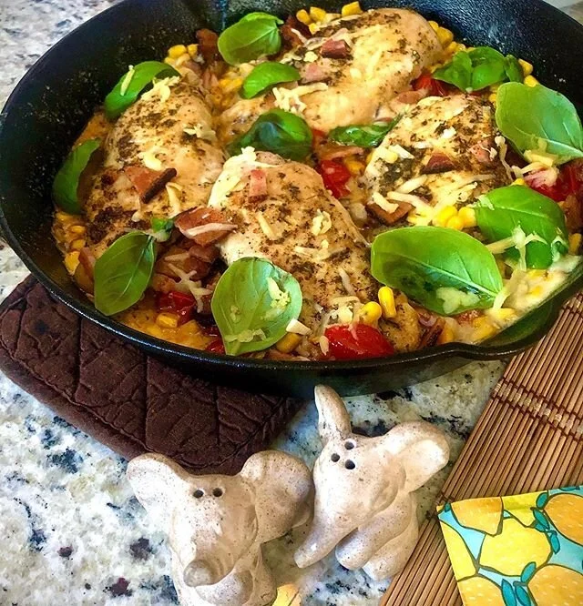 So the Elephants got Half Baked at the Harvest today and this was the outcome!! Apparently @halfbakedharvest can make a chef out of any old Elephant or Broken Bachelor!! This is a must try if you have cast iron kicking around!! Spice modifications co