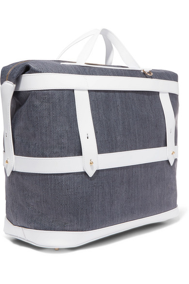 PARAVEL Leather-trimmed canvas weekend bag $400