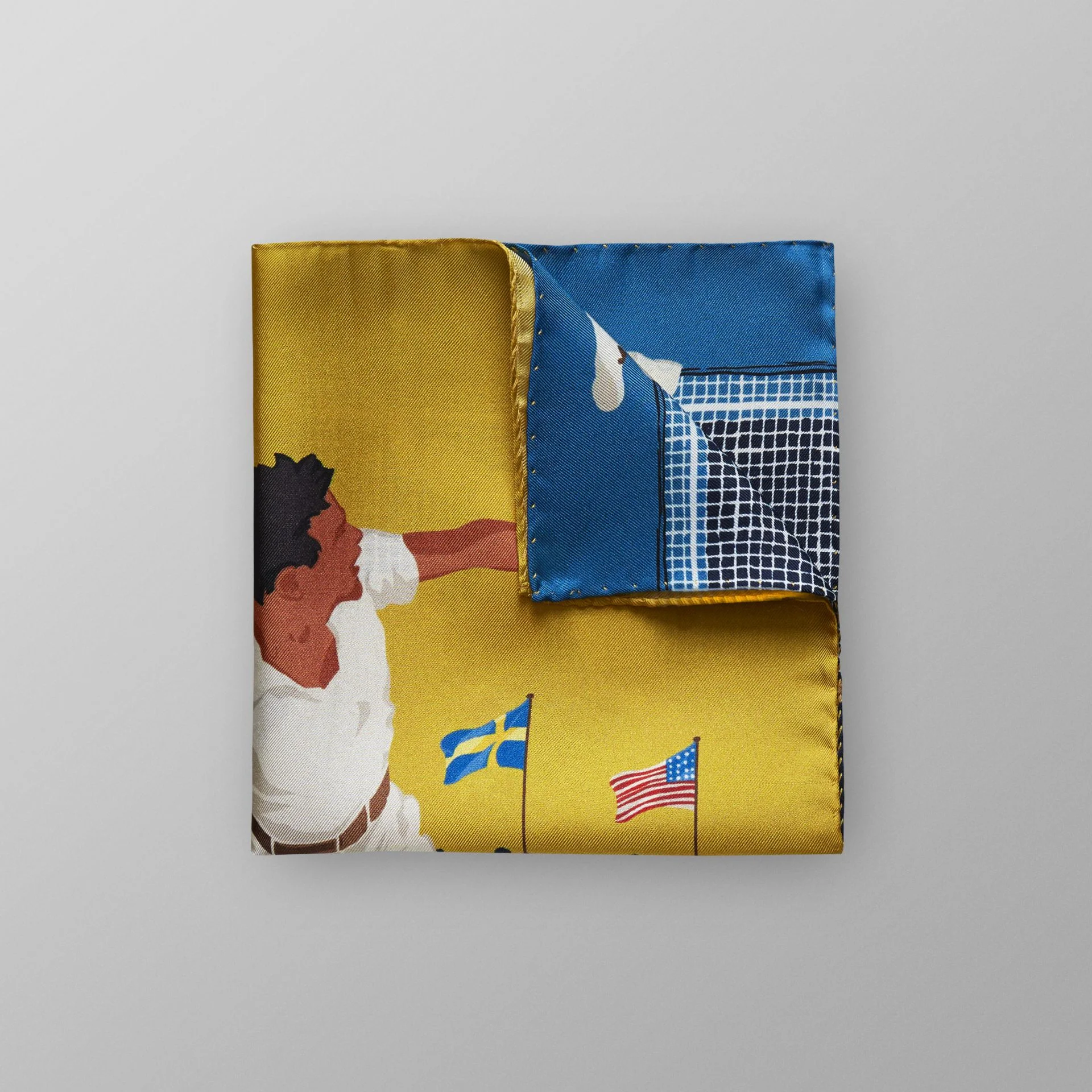 ETON Yellow Tennis Game Pocket Square $40