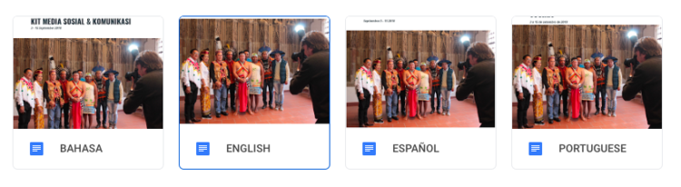 En un archivo compartido de google subimos los kit de medios en todos los idiomas.