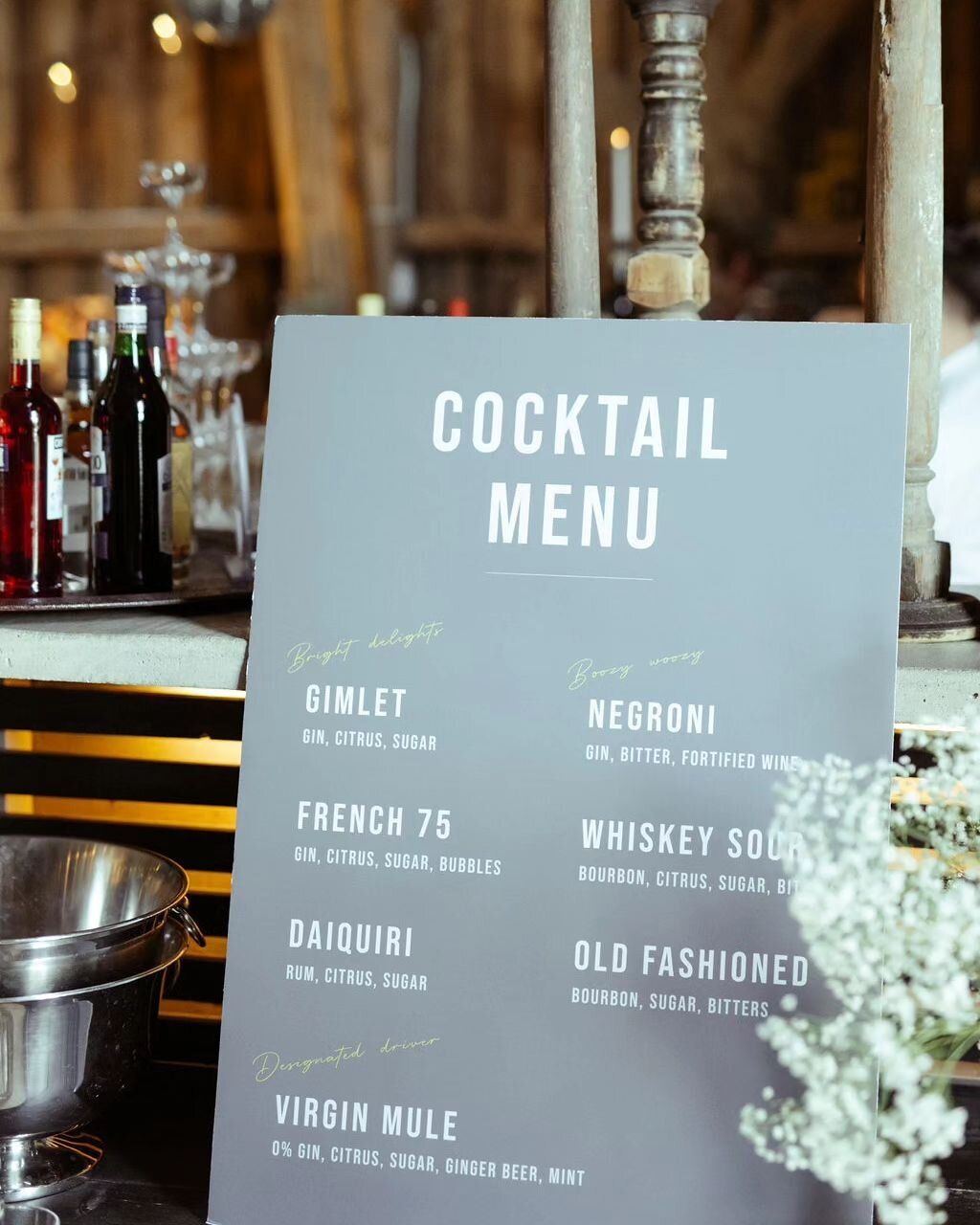 The greatest of the great.

Cocktail menu by Pontus and Rae.

Delicious drinks 🍸 were poured all night long at their intimate, edgy, and super awesome wedding at @hermanstorpsgarden