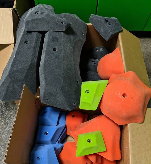 The first shipment of new holds came in and our setters are super excited! We've got two more shipments coming in too!  @soill #NewGymNewHolds #ClimbAmarillo