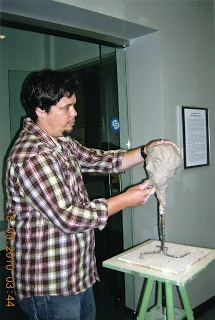 Troy Nickle demonstrating clay sculpture, Art Walk 2010