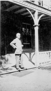 Dr. Walter Stuart Galbraith on the steps of the Galt Hospital. Galt Archives 19760225003