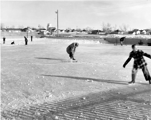 The skating rink at Lions Playground, 1951. Galt Archives 19851047006