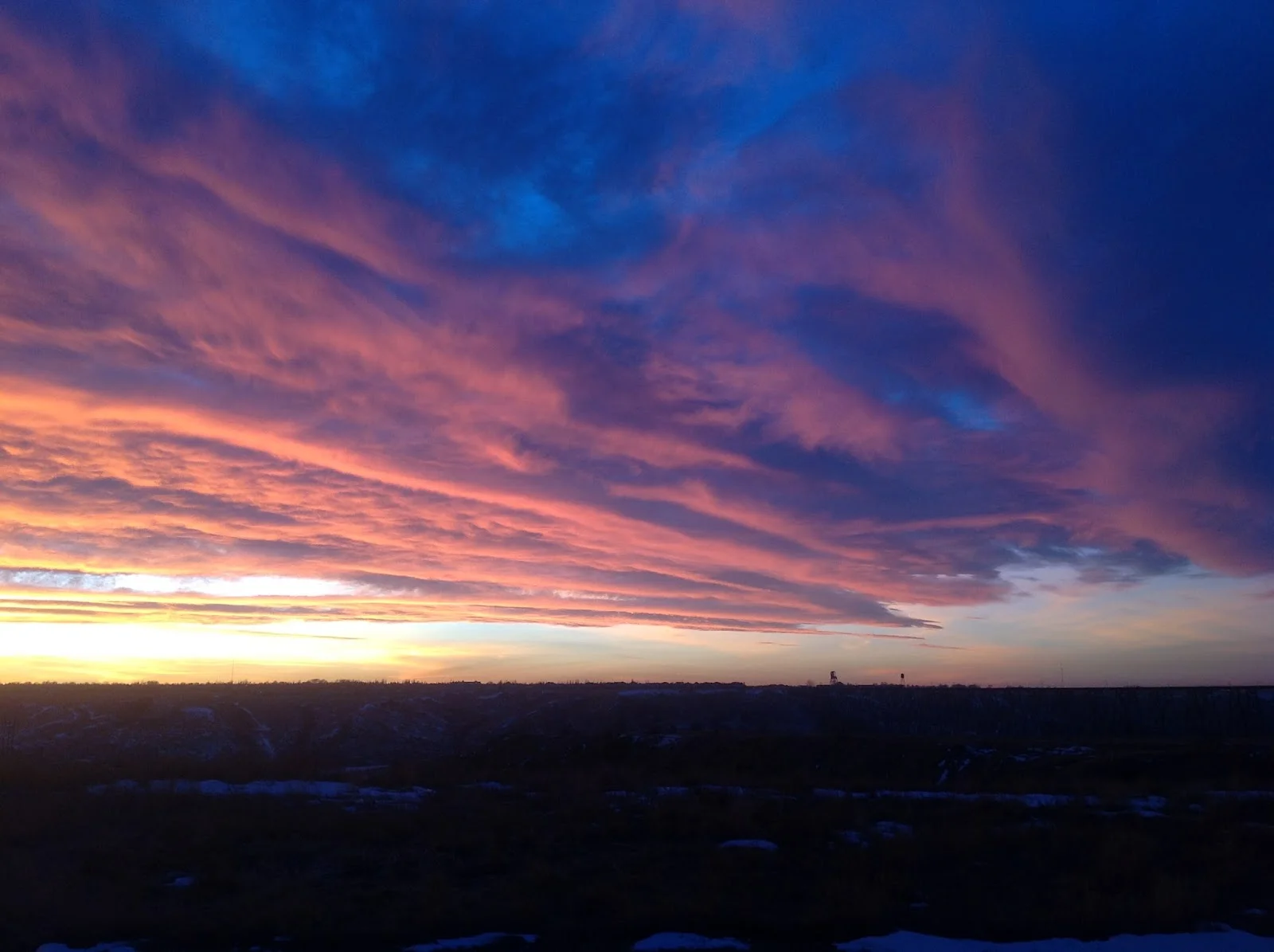 A winter sunset on the path outside the Galt looking northwest at the High Level Bridge