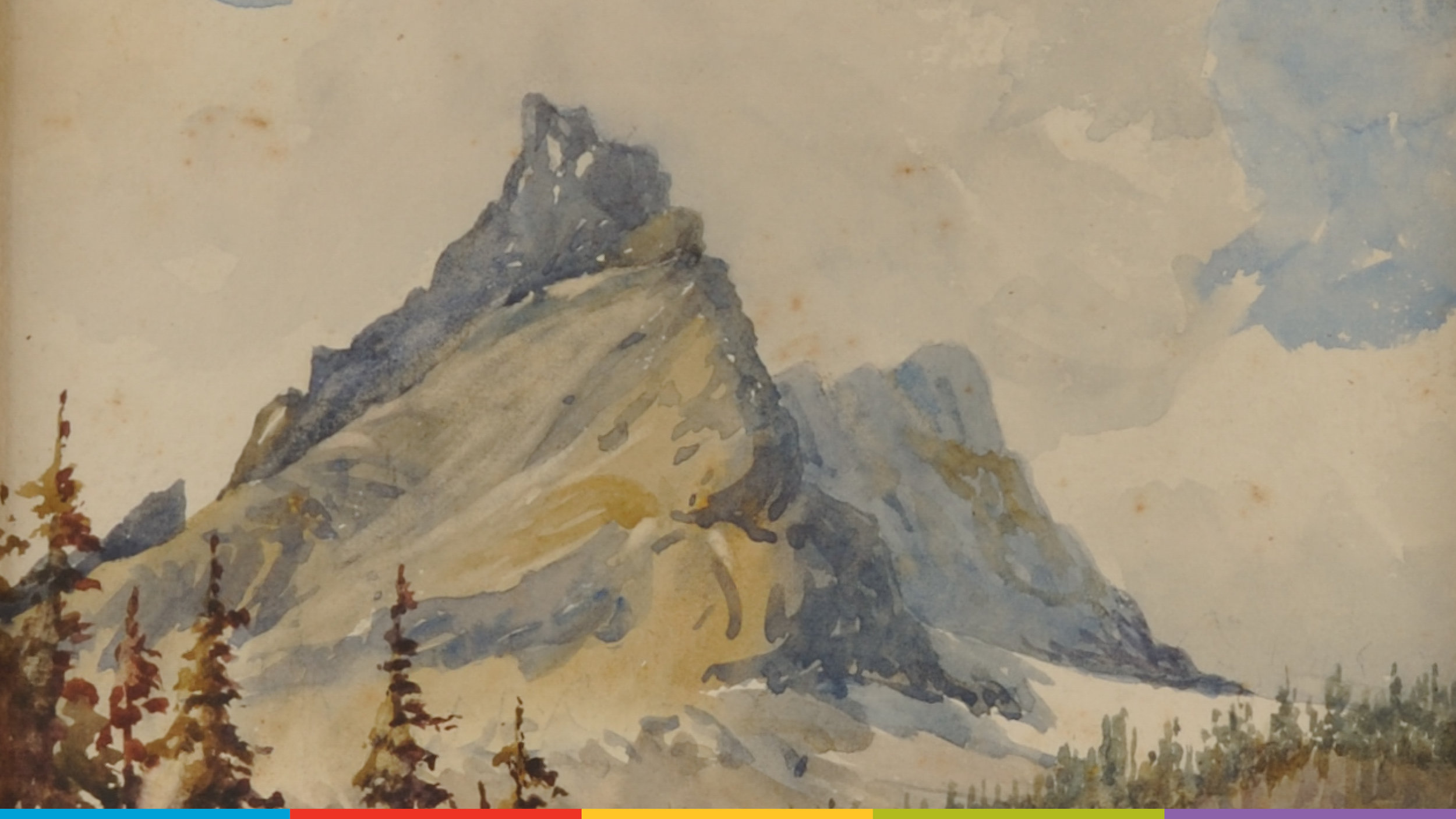 A painting of a mountain range by Edith Kirk. Photo from the Galt Museum & Archives: P20150008000