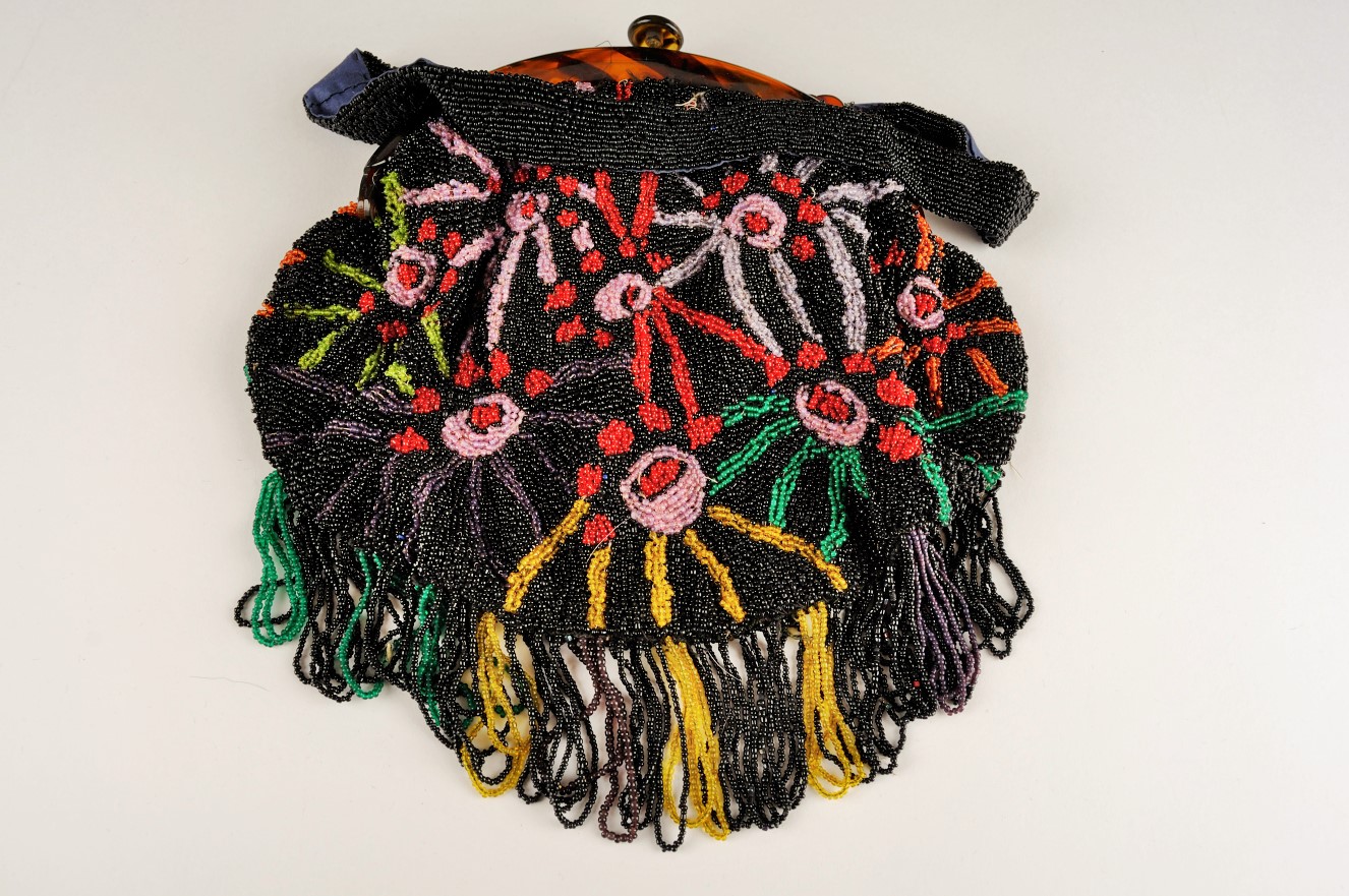 A beaded handbag that was donated to the Galt Museum & Archives.