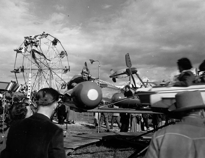 Ferris Wheel and Plane ride at Lethbridge Exhibition Midway in 1