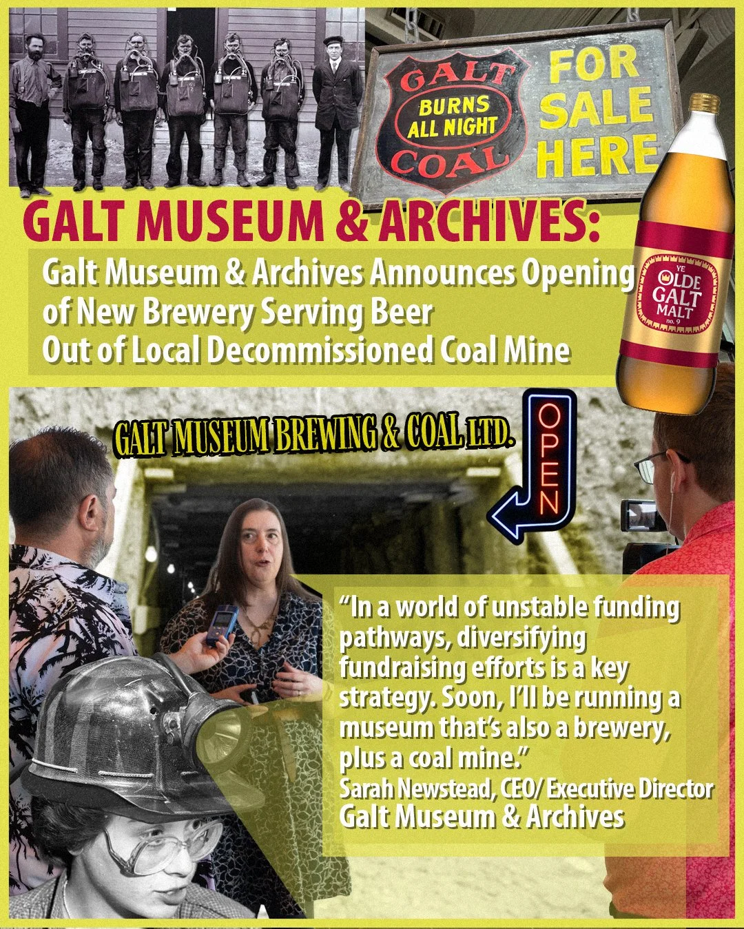 Galt Museum &amp; Archives Announces Opening of New Brewery Serving Beer Out of Local Decommissioned Coal Mine