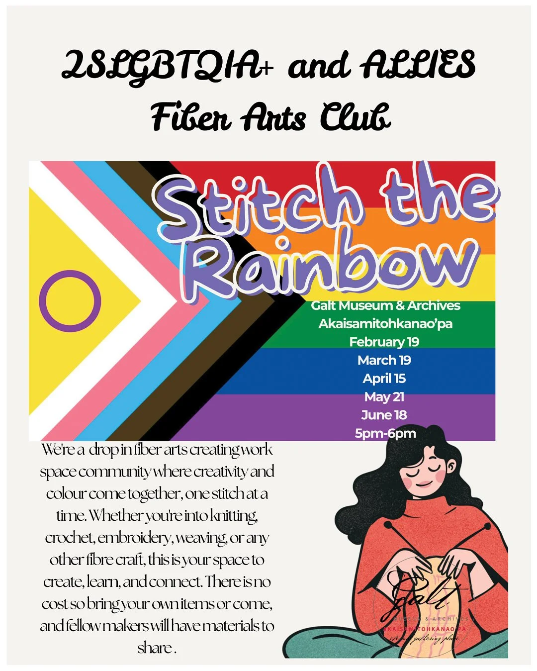 2SLGTBT2IA+ and Allies Fibre Arts Club presents:  Stitch the Rainbow