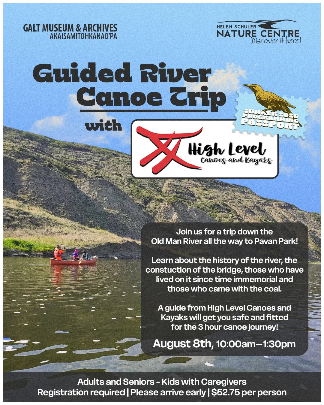 Guided River Canoe Trip with High Level Canoes and Kayak - August