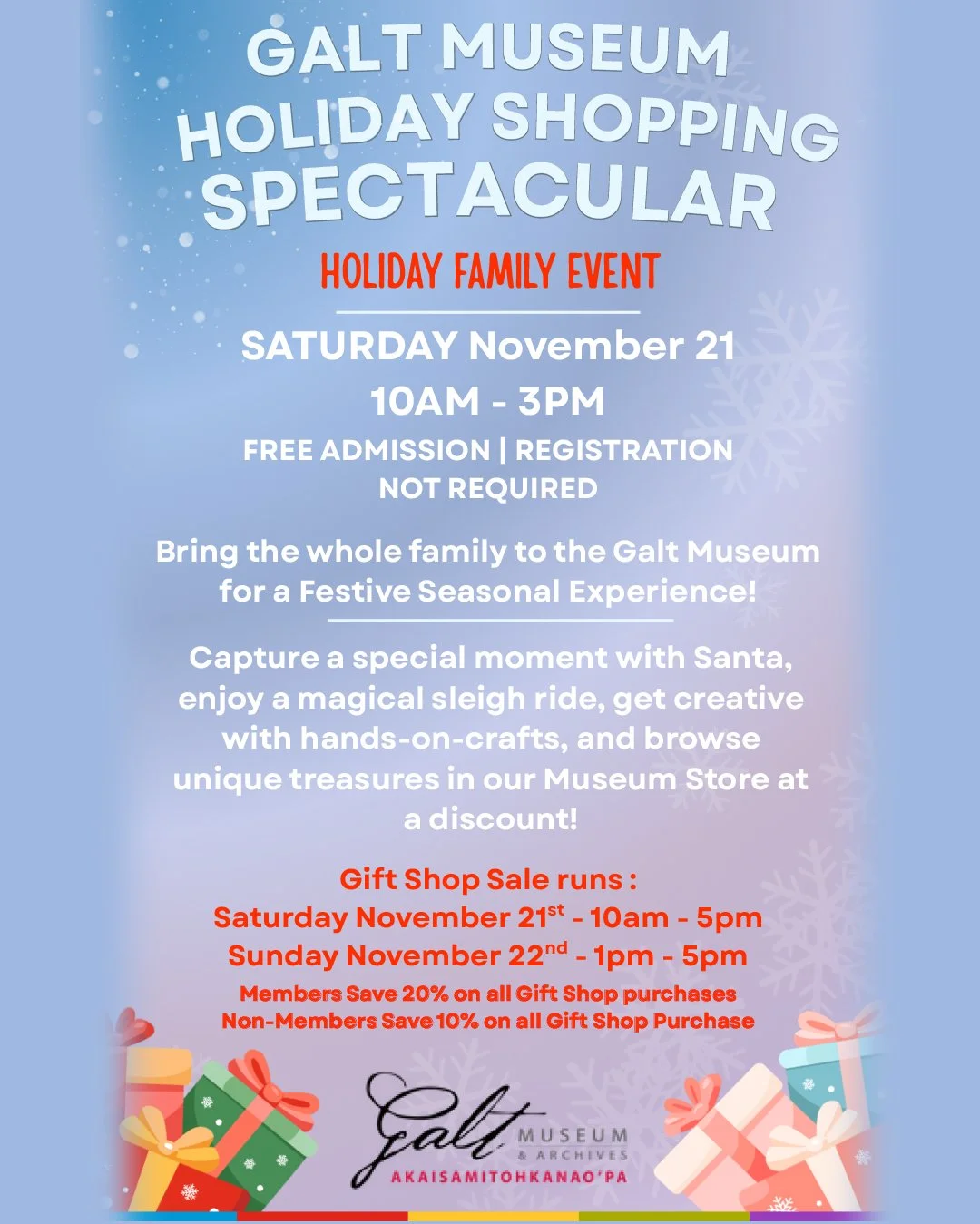 Galt Museum &amp; Archives Holiday Shopping Spectacular