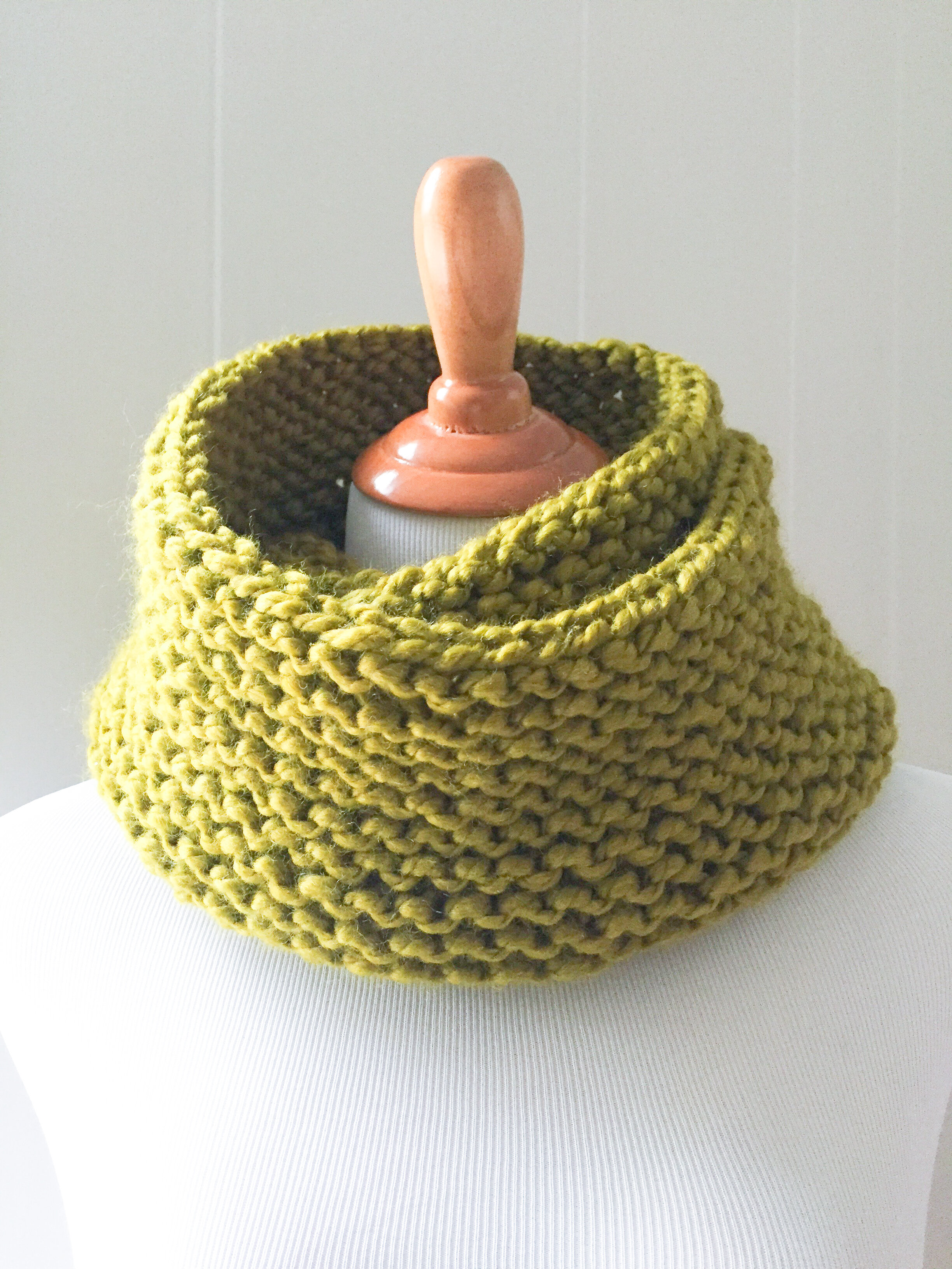 Crochet Chunky Scarf Knit Mustard Cowl